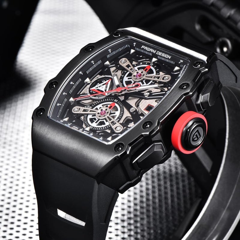 PAGANI DESIGN PD-YS011 Men's Skeleton Quartz Wristwatch with Sapphire Glass and Waterproof Stainless Steel Case - Image 4